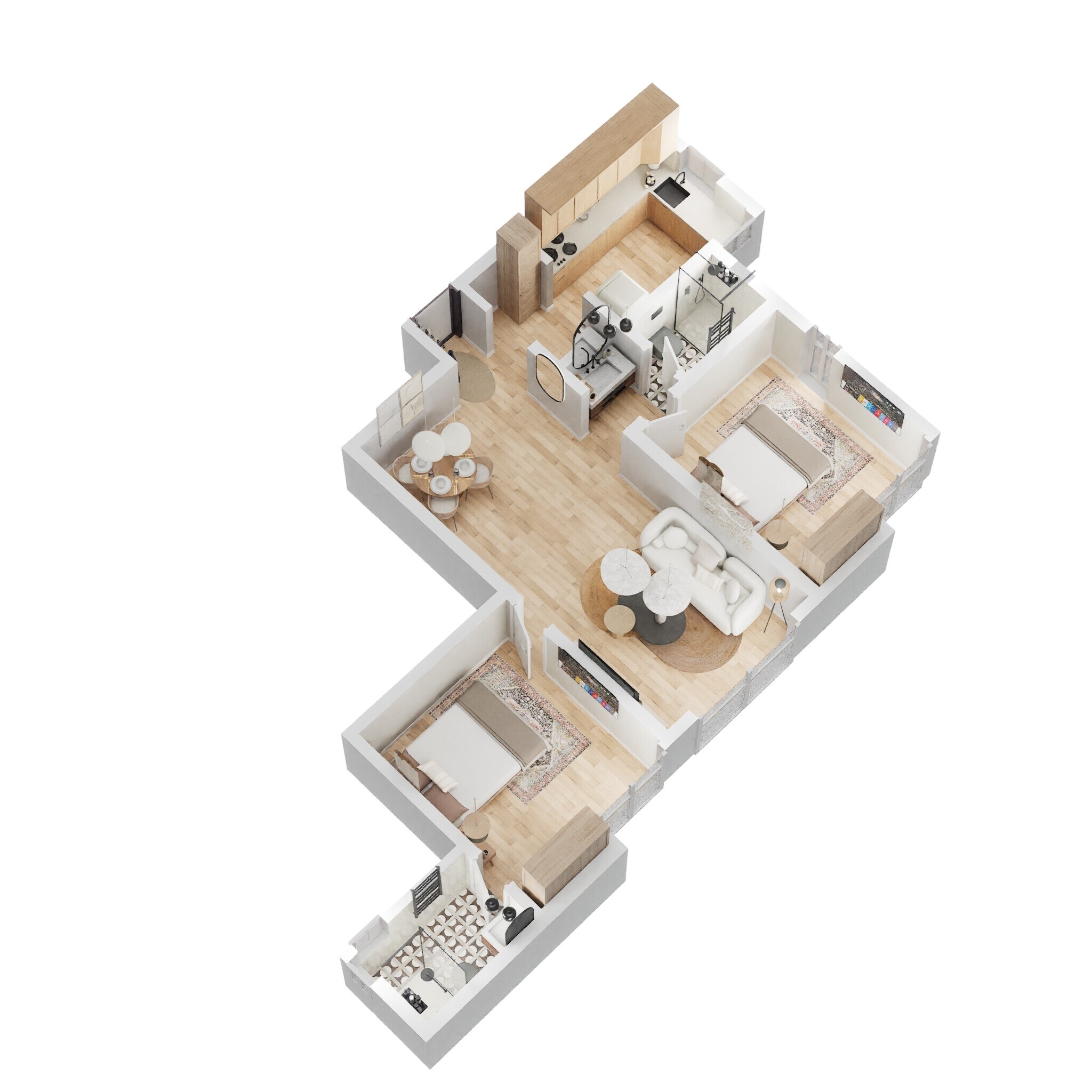 Floor plan of 2 BHK 628 Sq. Ft. Apartment in Wadhwa Wise City South Block Phase 1 B3 Wing C1, Navi Mumbai