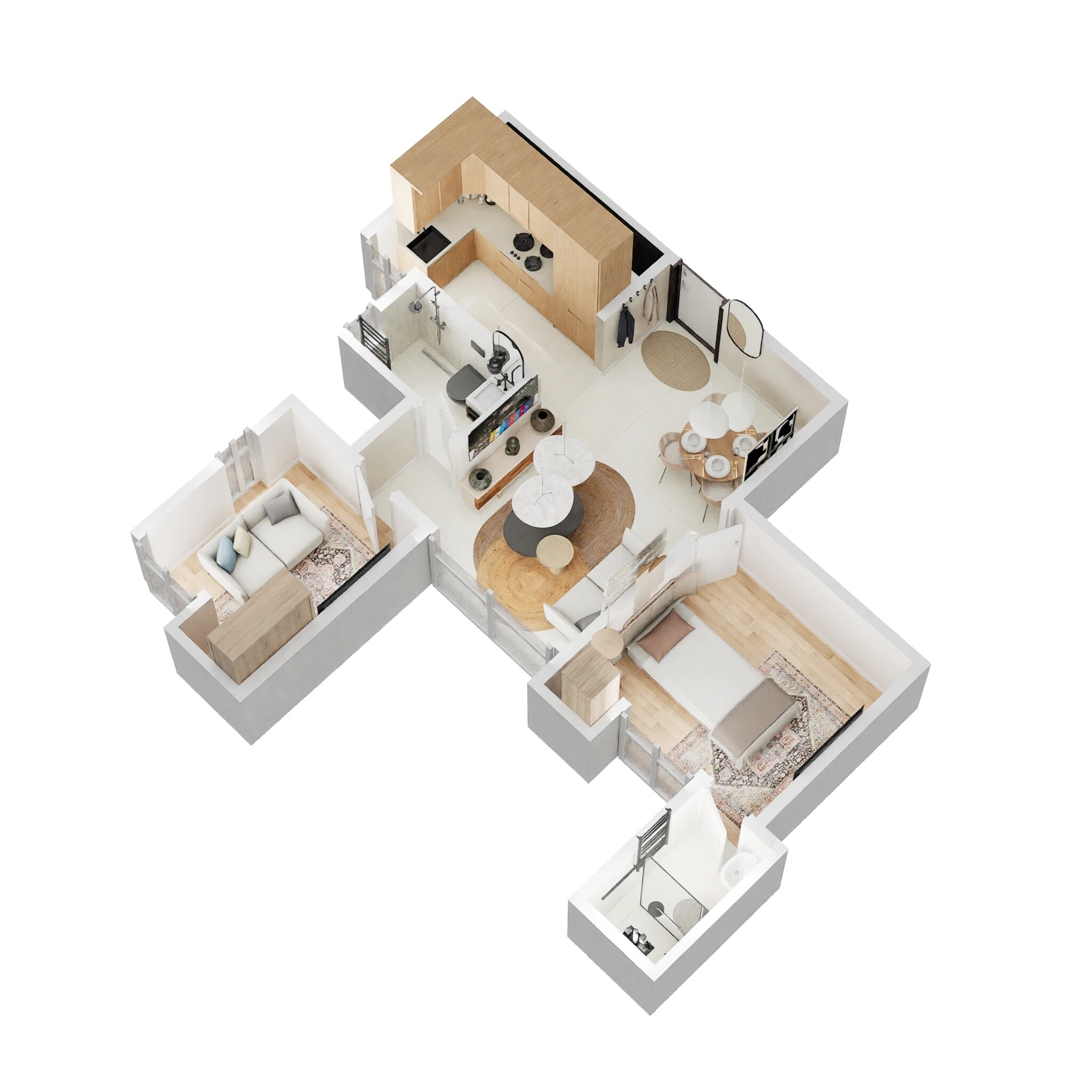 Floor plan of 2 BHK 494 Sq. Ft. Apartment in Wadhwa Wise City South Block Phase 1 B3 Wing C3, Navi Mumbai