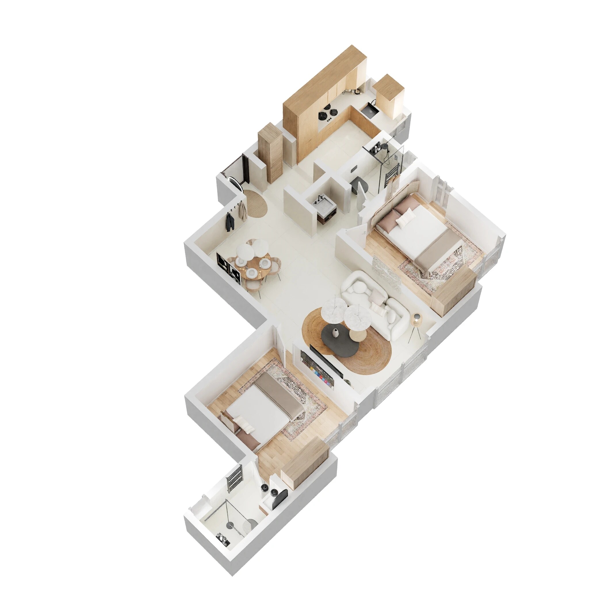 Floor plan of 2 BHK 525 Sq. Ft. Apartment in Wadhwa Wise City South Block Phase 1 B3 Wing C3, Navi Mumbai