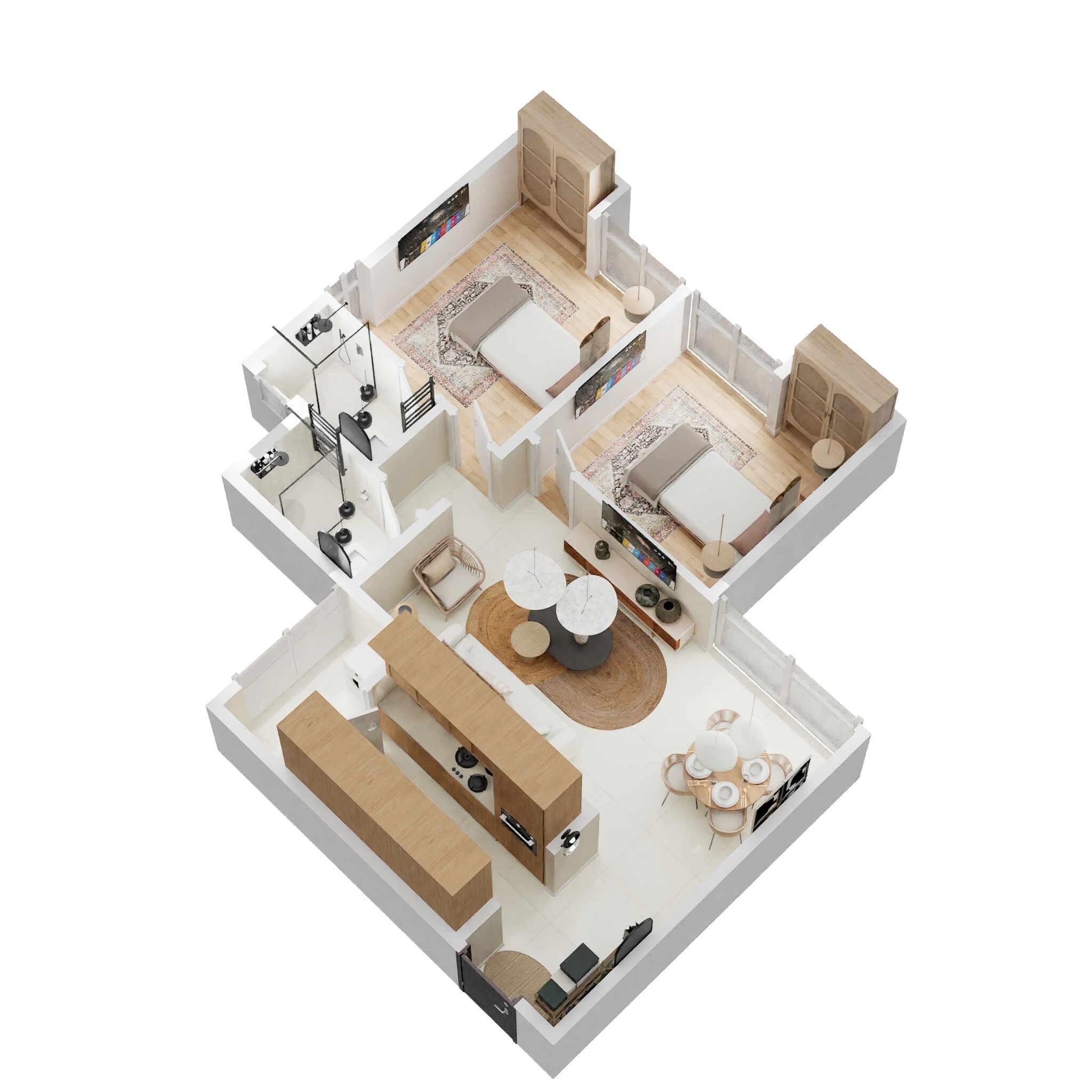 Floor plan of 2 BHK 628 Sq. Ft. Apartment in Wadhwa Wise City South Block Phase 1 B3 Wing C3, Navi Mumbai