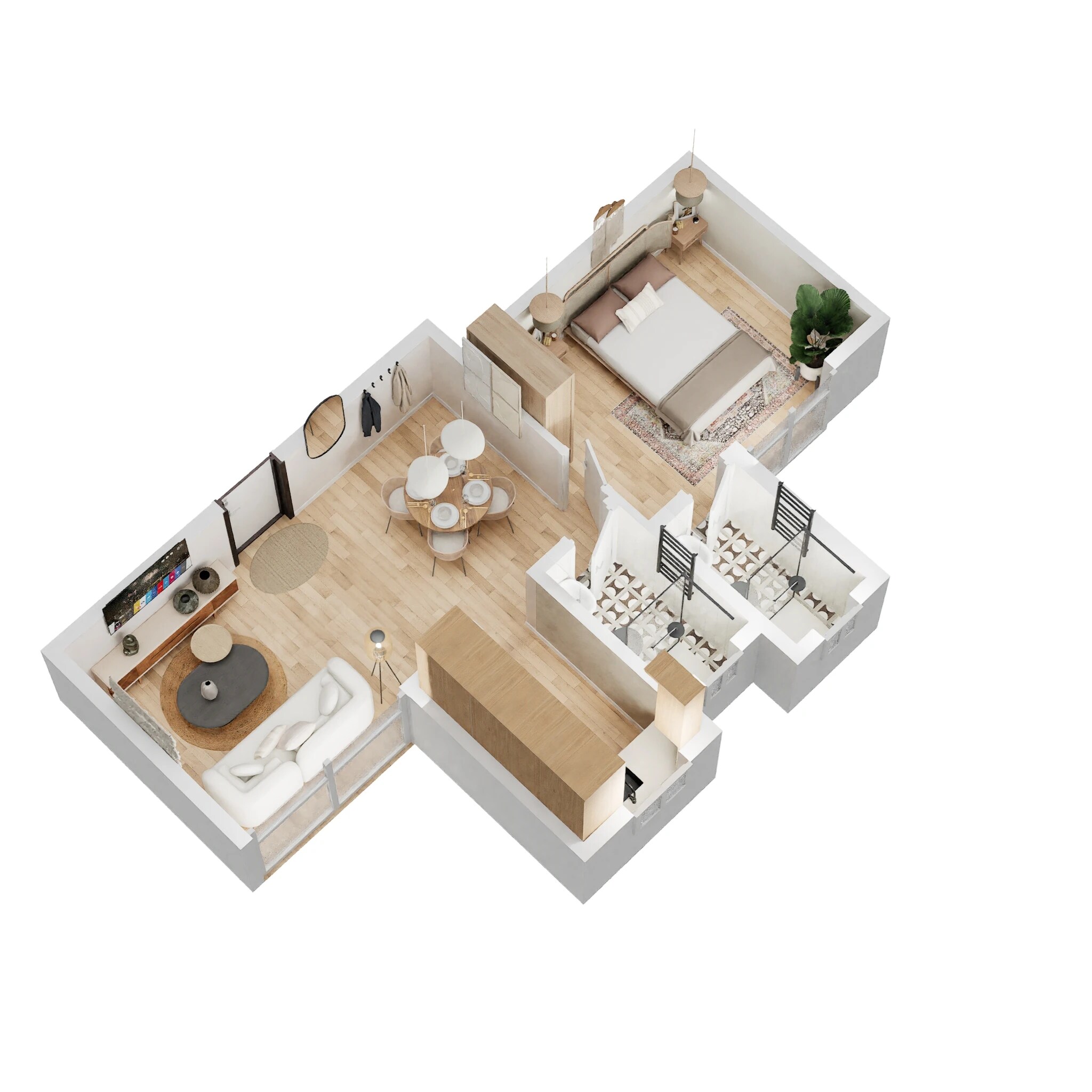 Floor plan of 1 BHK 480 Sq. Ft. Apartment in Wadhwa Wise City South Block Phase 1 B4 Wing F3, Navi Mumbai