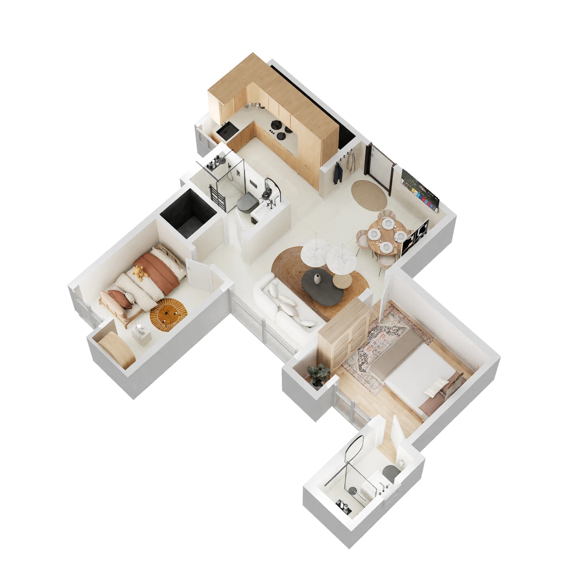 Floor plan of 2 BHK 493 Sq. Ft. Apartment in Wadhwa Wise City South Block Phase 1 B4 Wing F3, Navi Mumbai
