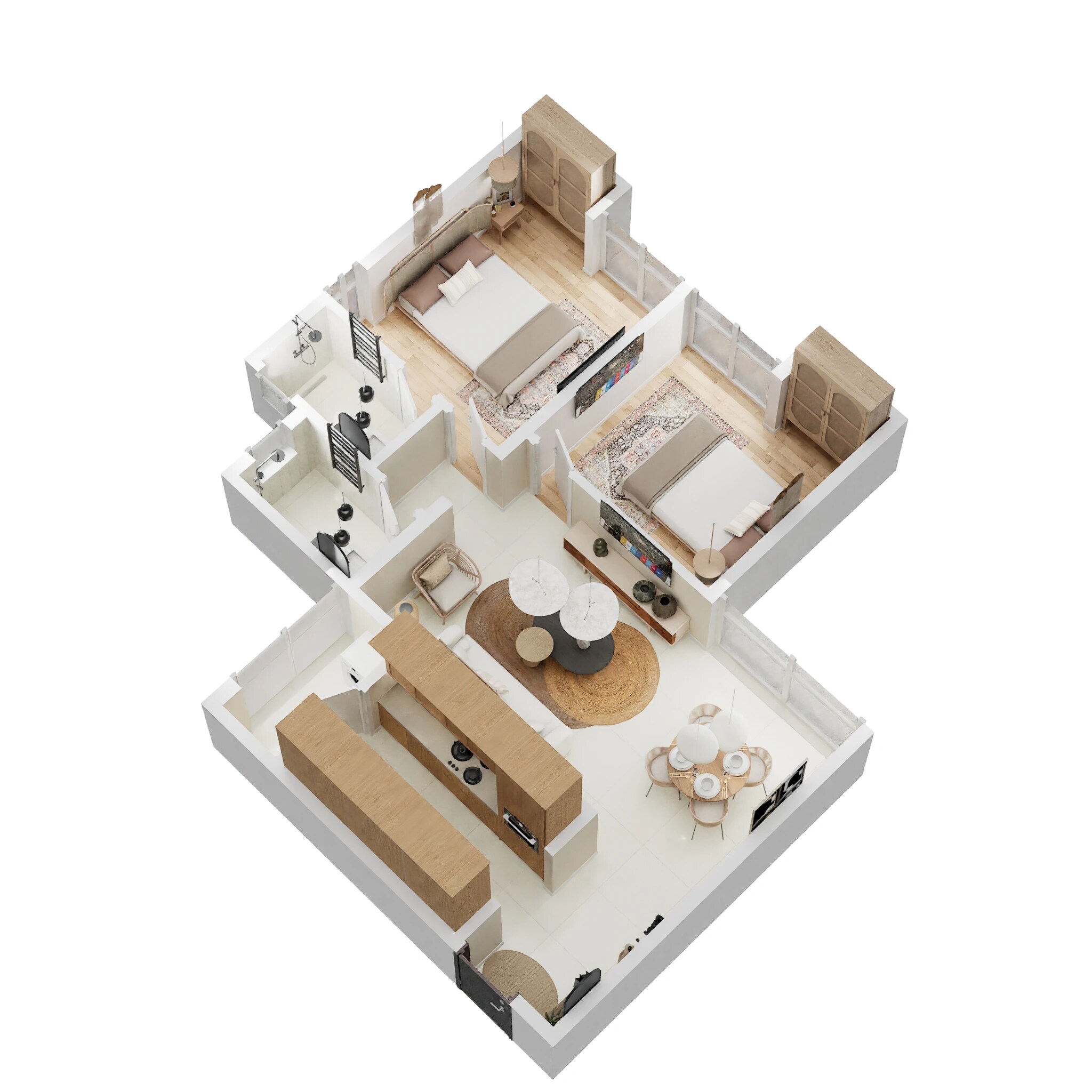 Floor plan of 2 BHK 628 Sq. Ft. Apartment in Wadhwa Wise City South Block Phase 1 B4 Wing F3, Navi Mumbai