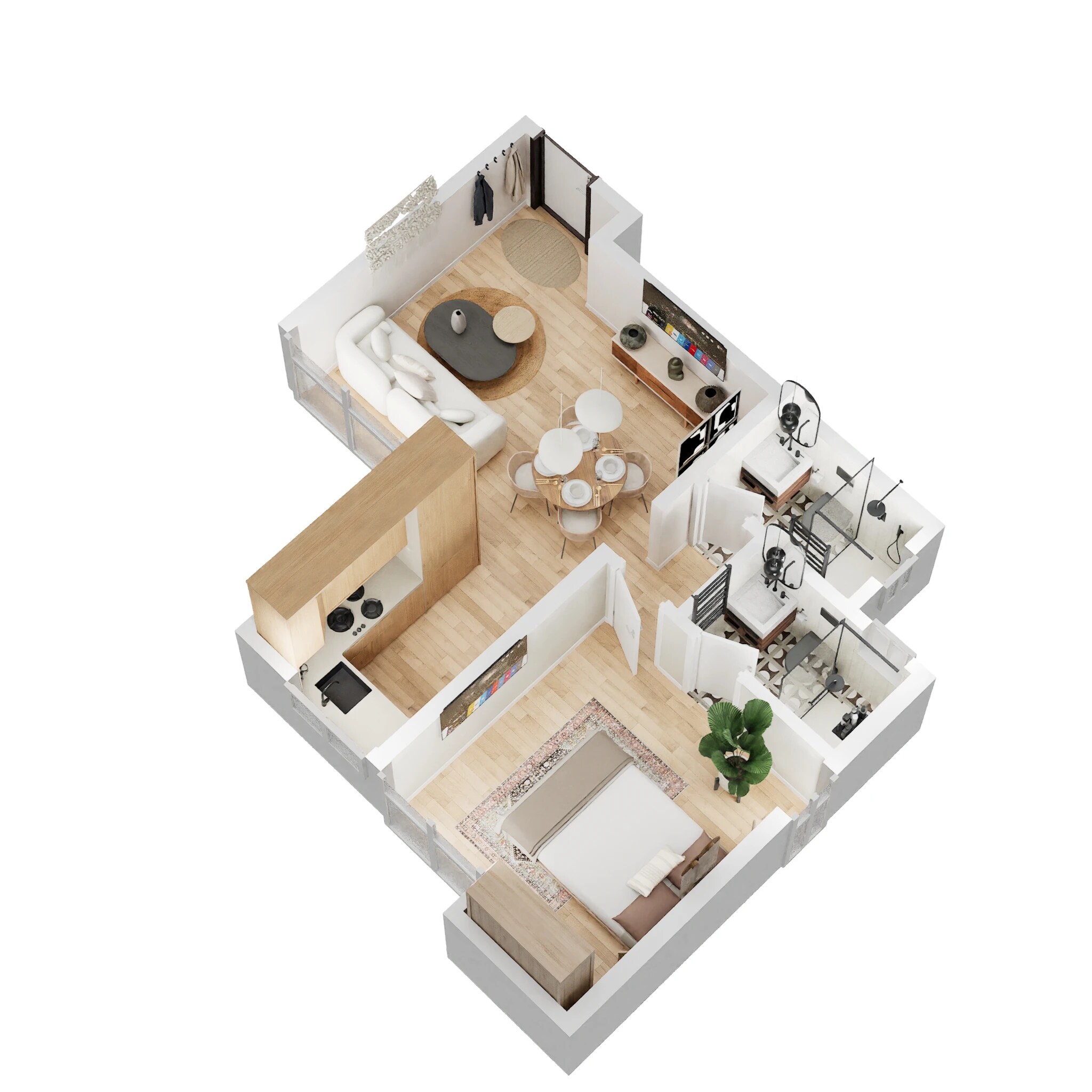 Floor plan of 1 BHK 394 Sq. Ft. Apartment in Wadhwa Wise City South Block Phase 1 B6 Wing A4, Navi Mumbai