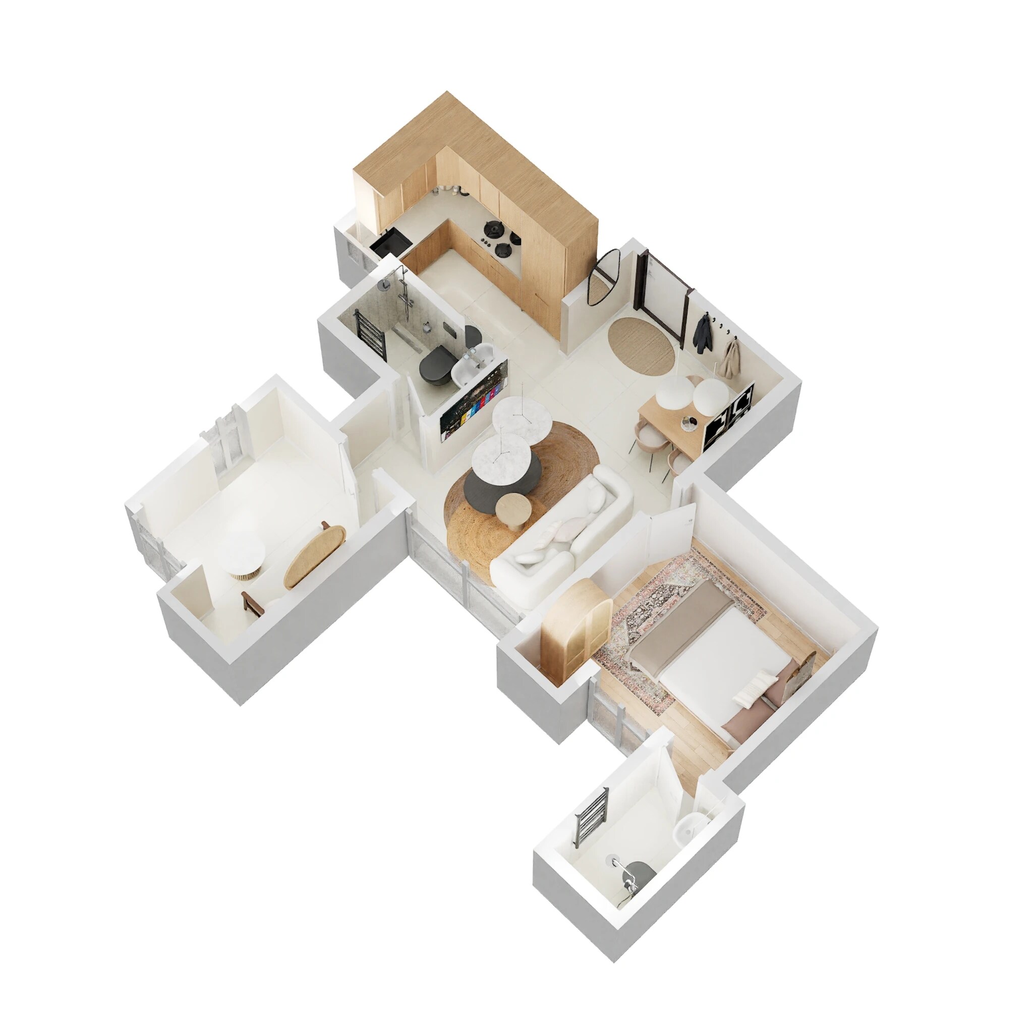 Floor plan of 2 BHK 639 Sq. Ft. Apartment in Wadhwa Wise City South Block Phase 1 B6 Wing A4, Navi Mumbai