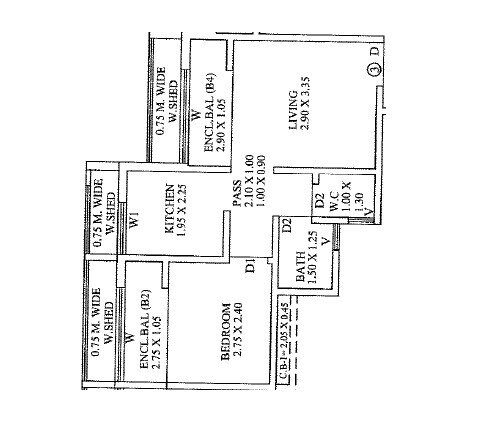Floor plan of 1 BHK 400 Sq. Ft. Apartment in Wellwisher Town, Navi Mumbai