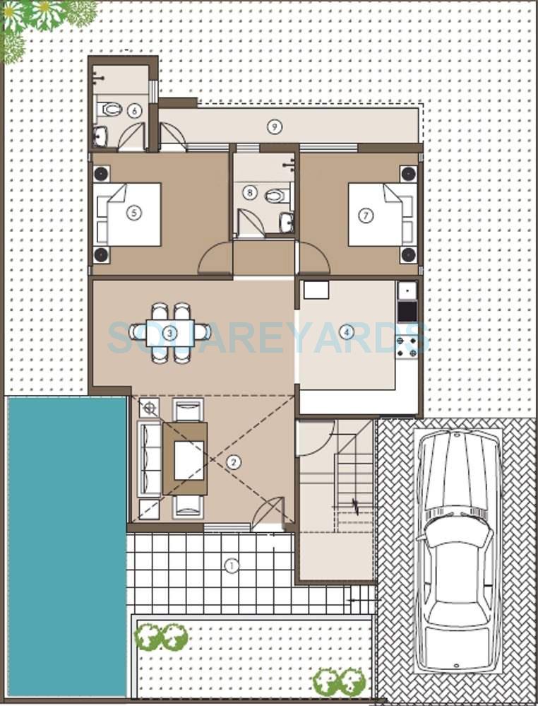 Floor plan of 4 BHK 3811 Sq. Ft. Villa in Xrbia Aman Villas, Navi Mumbai