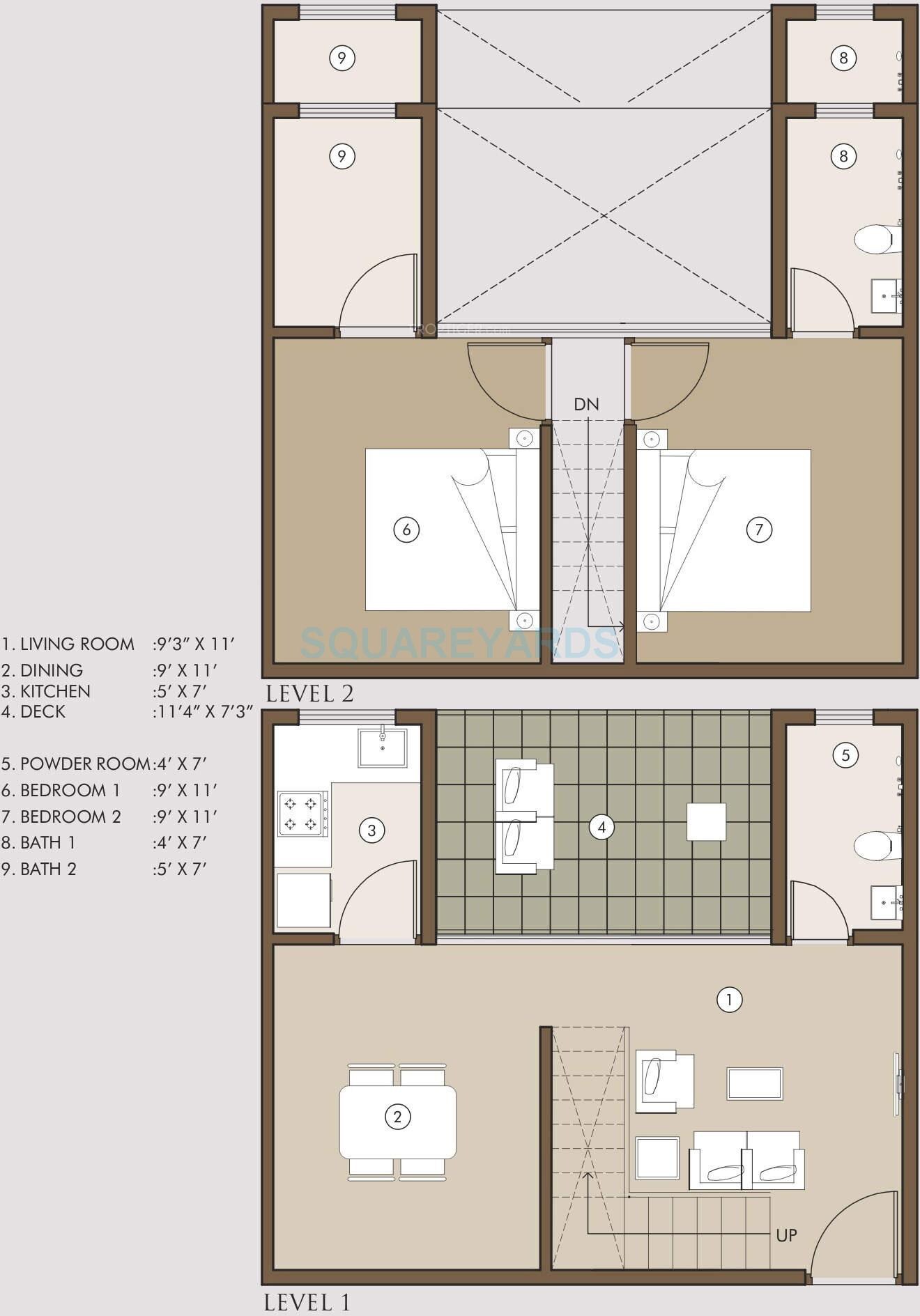 Floor plan of 2 BHK 926 Sq. Ft. Apartment in Xrbia Atria, Navi Mumbai