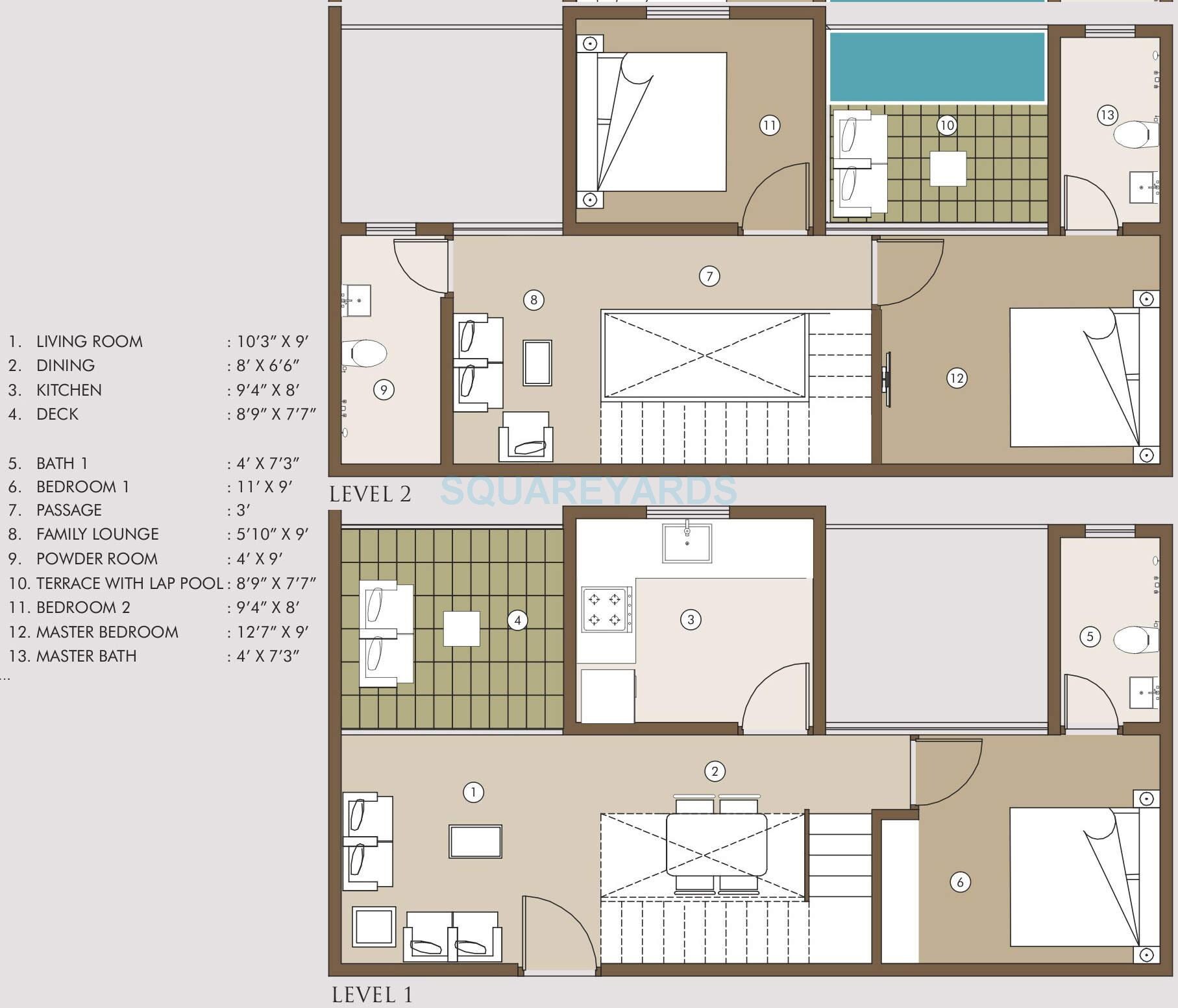 Floor plan of 3 BHK 1215 Sq. Ft. Apartment in Xrbia Atria, Navi Mumbai