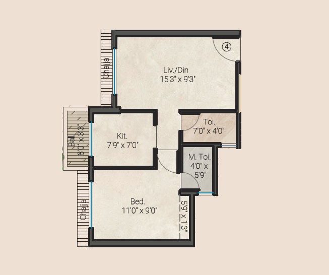1 BHK 386 Sq. Ft. Apartment in Yashodeep Siddhivinayak Darshan