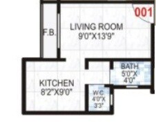 Floor plan of 251 Sq. Ft. Studio in YS Patil Sarth Apartment, Navi Mumbai