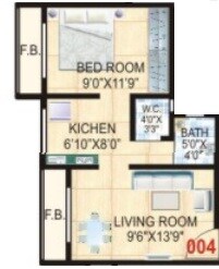 Floor plan of 1 BHK 365 Sq. Ft. Apartment in YS Patil Sarth Apartment, Navi Mumbai