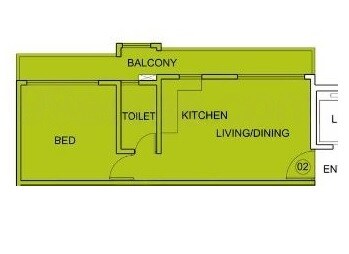 Floor plan of 1 BHK 337 Sq. Ft. Apartment in Zen County, Navi Mumbai