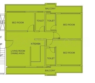 Floor plan of 3 BHK 670 Sq. Ft. Apartment in Zen County, Navi Mumbai
