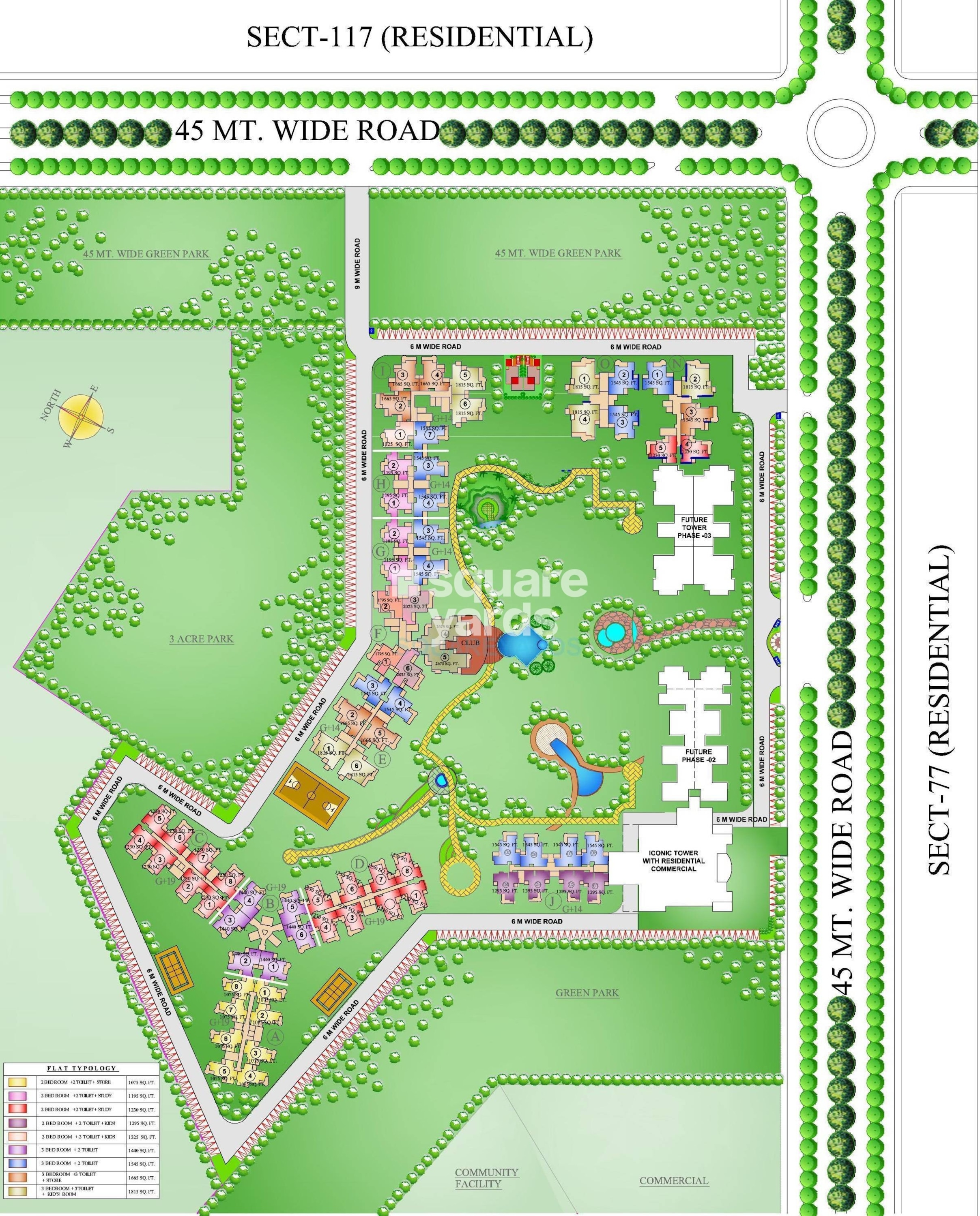 Rental 3 Bedroom 1545 Sq.Ft. Apartment in Ajnara Grand Heritage, Sector