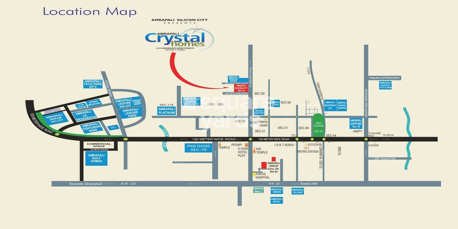 Amrapali Crystal Homes Location Image