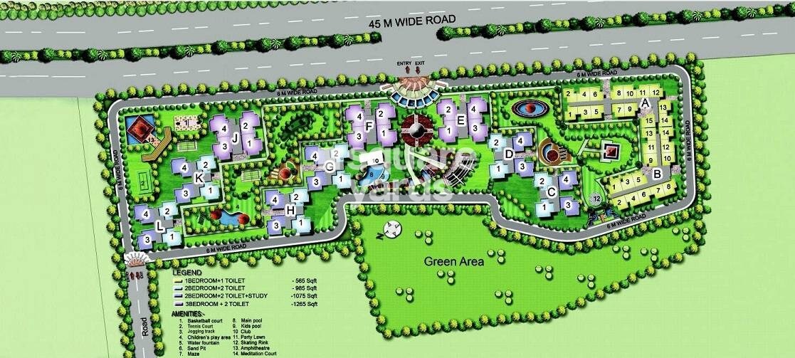 Amrapali-Hanging-Gardens_an aerial view of a street scene with a train on the track