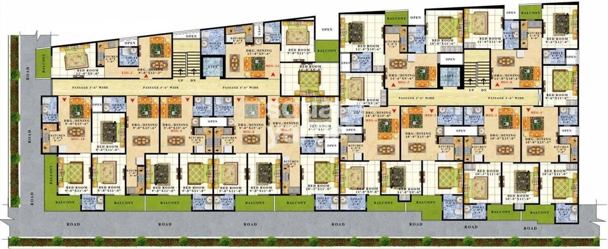 Creators-Gayatri-Vatika_a painting of a building with a bunch of windows