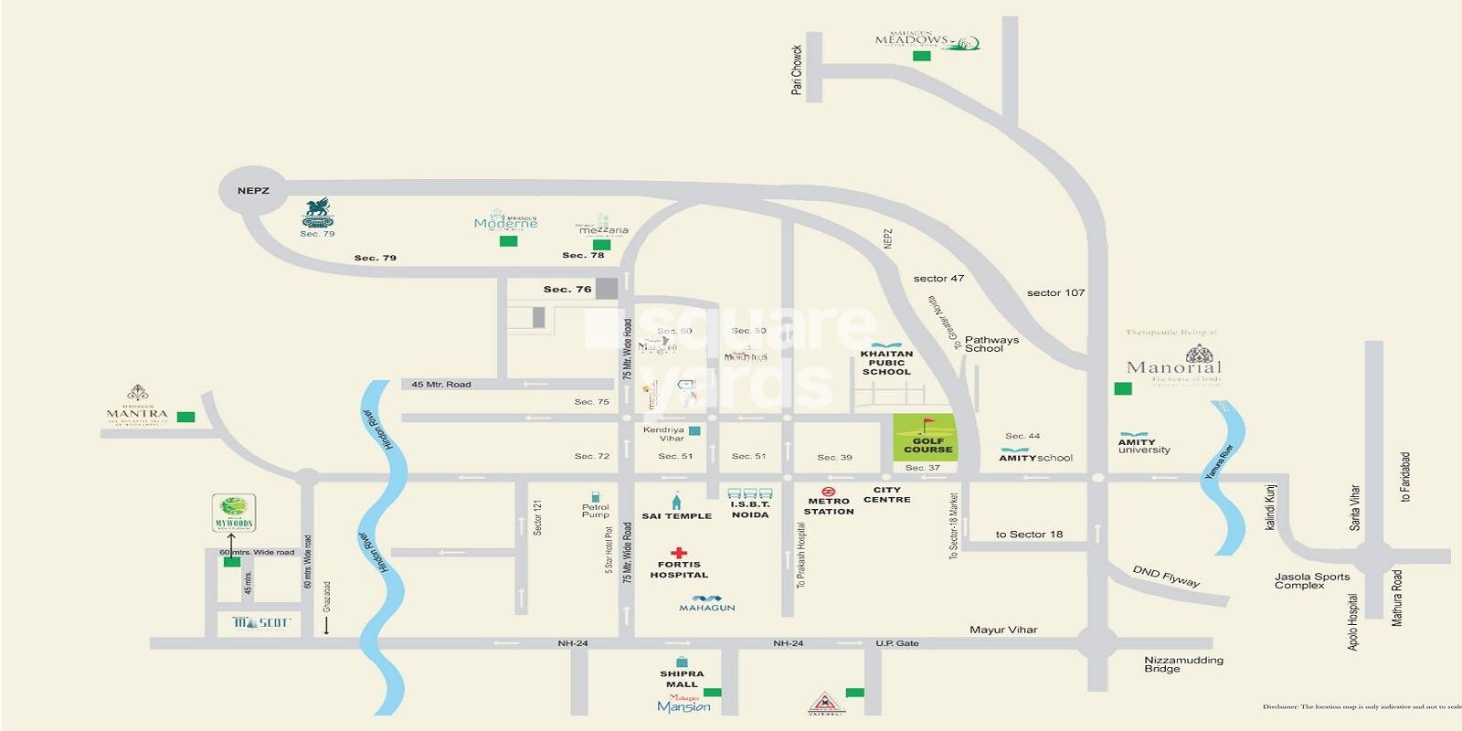 Mahagun Meadows Villas Location Image