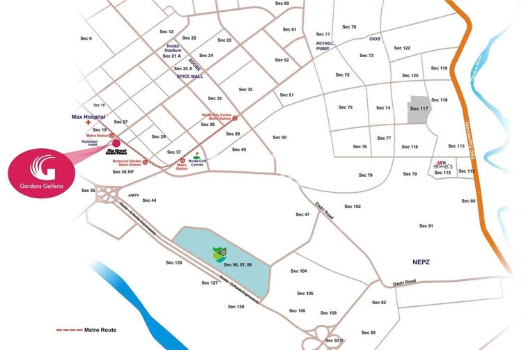 Unitech Gardens Galleria Location Image