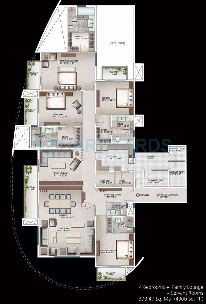 3c lotus 300 apartment 4bhk family lounge sq 4300sqft 1