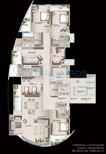  4 BHK Apartment at 3C Lotus 300, Sector 107 – for Rent