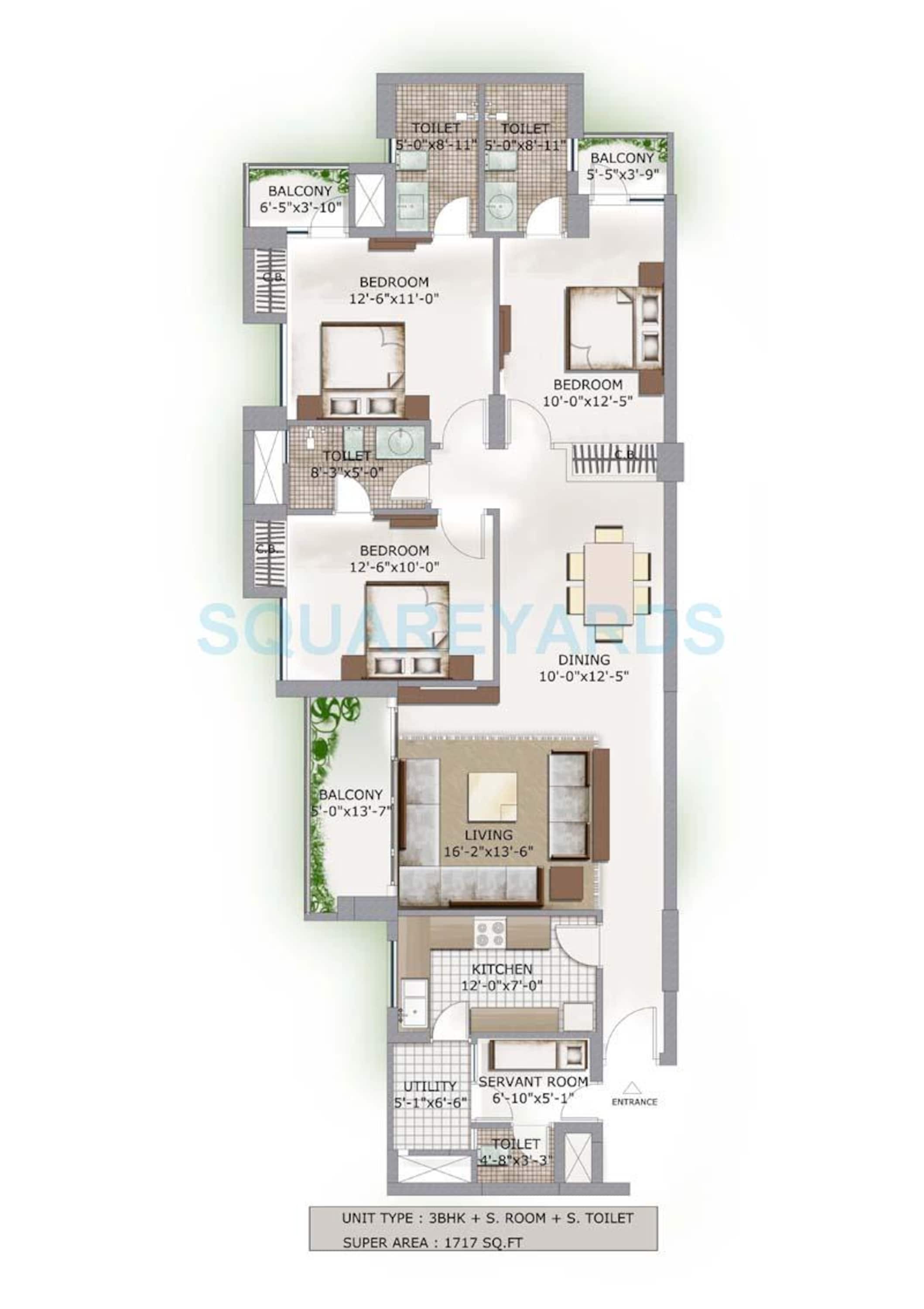 3c lotus boulevard apartment 3bhk sq 1717sqft 1