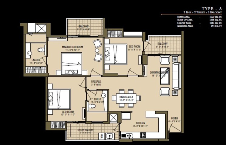 Other, aba-cleo-county 3 Bedroom 1620 Sq.Ft. Apartment In Sector 121 Noida 9056913