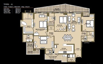 4 BHK Apartment at ABA Cleo County, Sector 121 – for Sale
