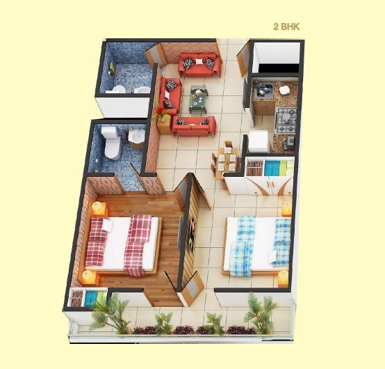 2 BHK 990 Sq. Ft. Apartment