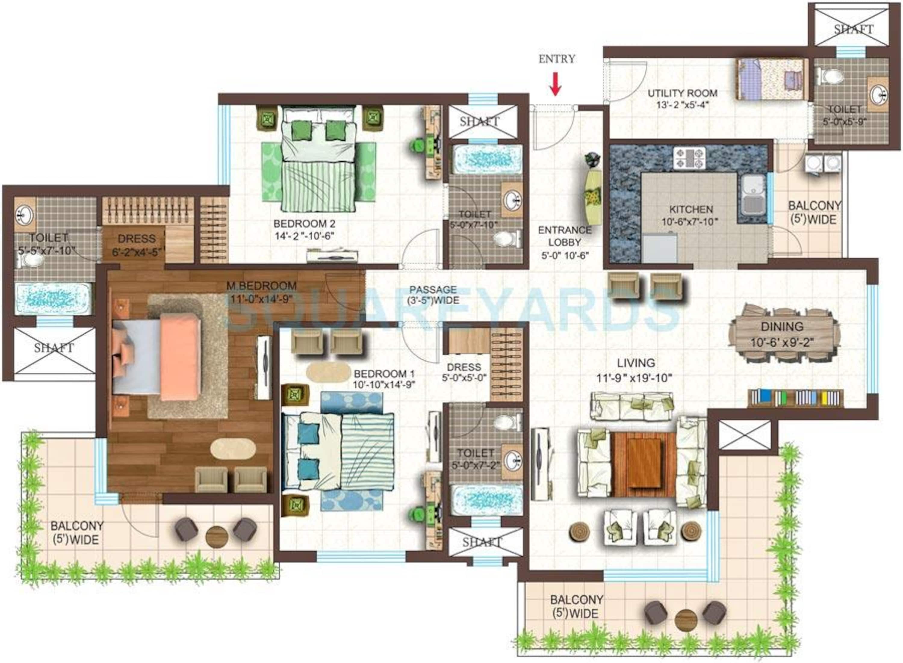 ace golf shire apartment 3bhk sq 2095sqft 1