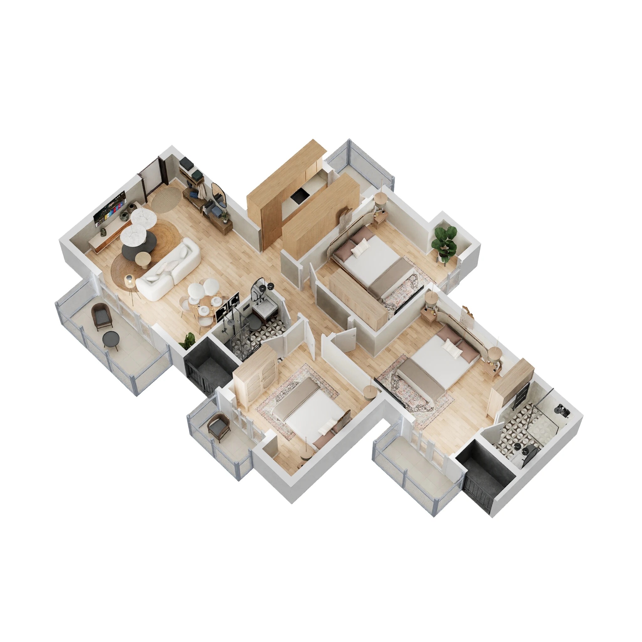 Floor plan of 3 BHK 1395 Sq. Ft. Apartment in ACE Parkway, Noida