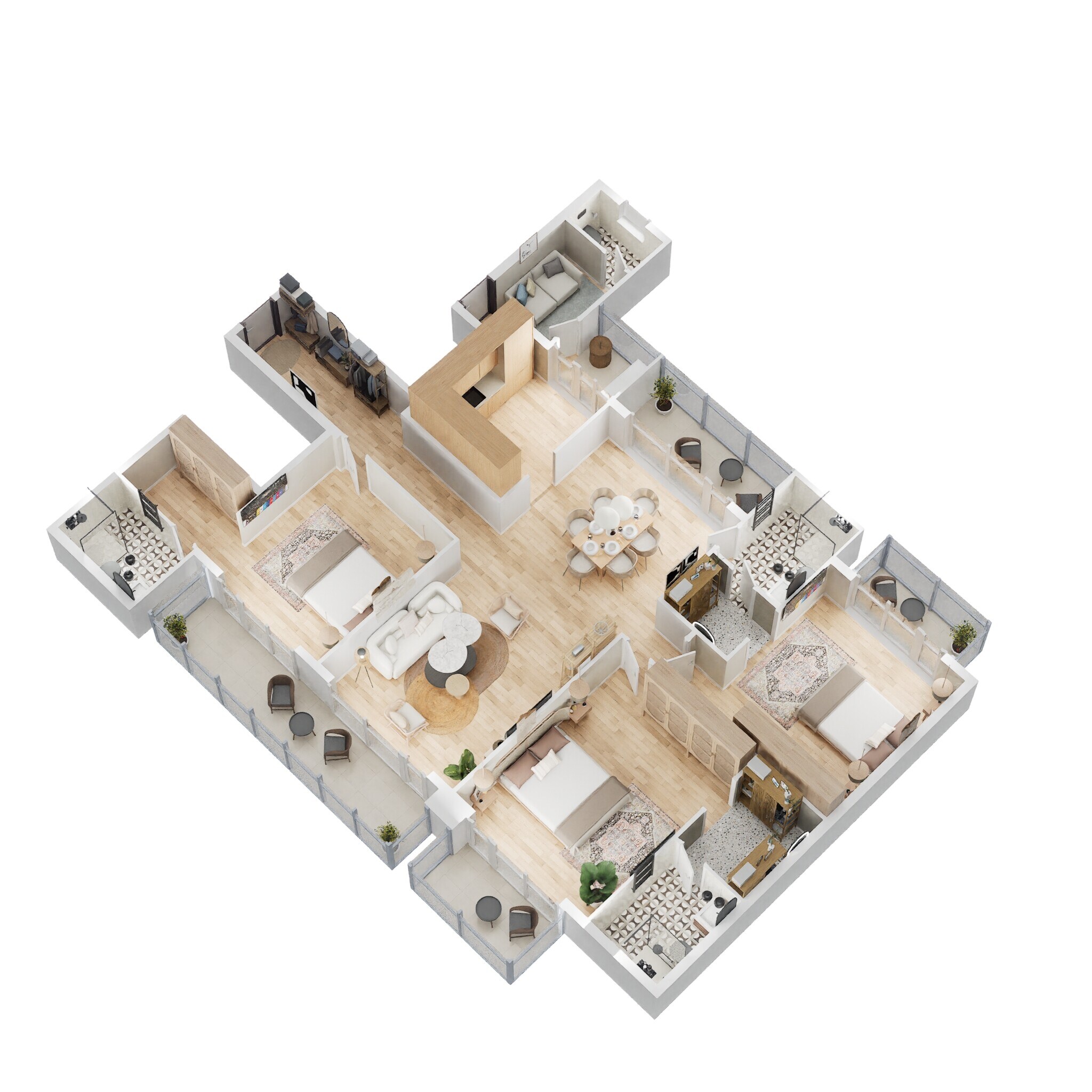 Floor plan of 3 BHK 2460 Sq. Ft. Apartment in ACE Parkway, Noida