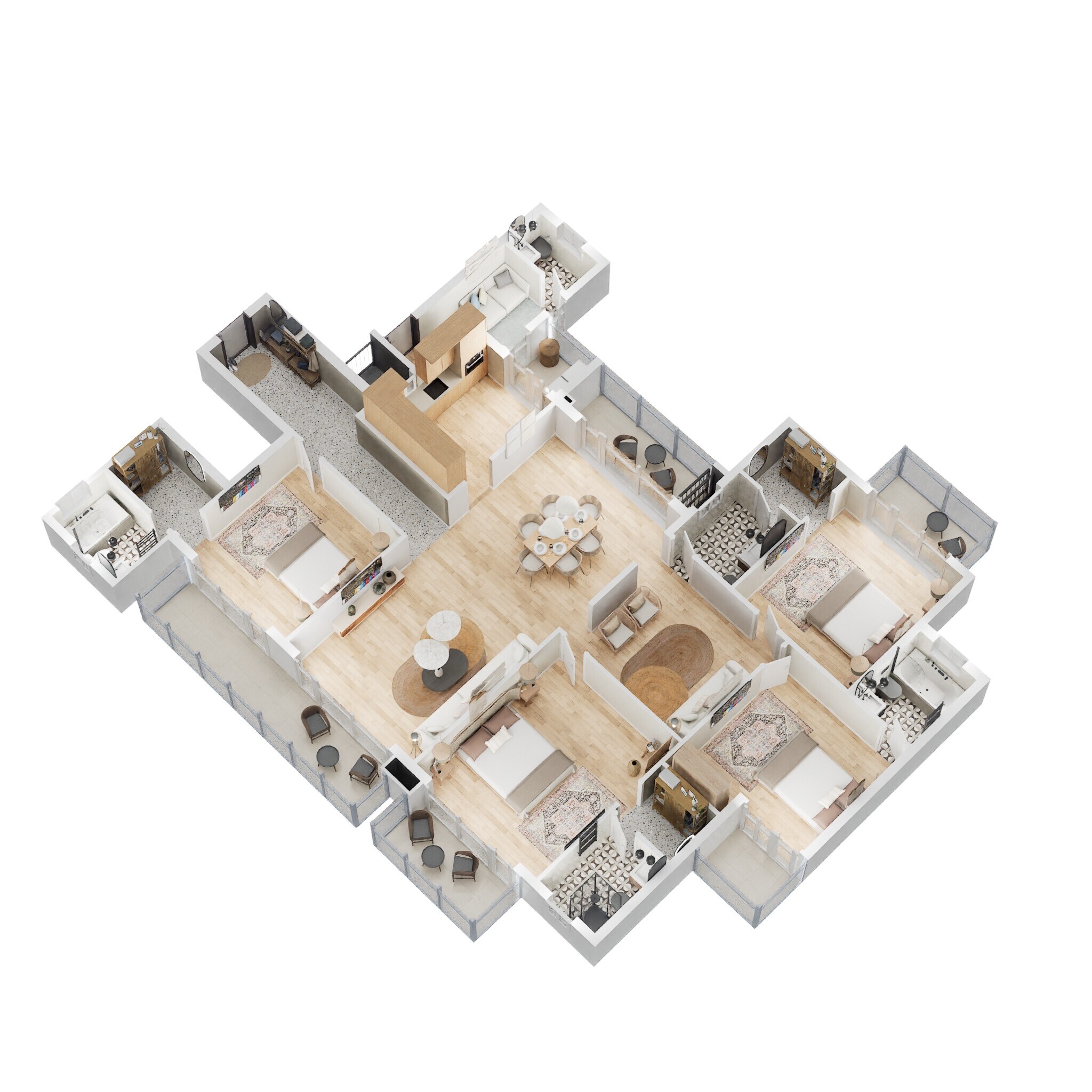 Floor plan of 4 BHK 3220 Sq. Ft. Apartment in ACE Parkway, Noida