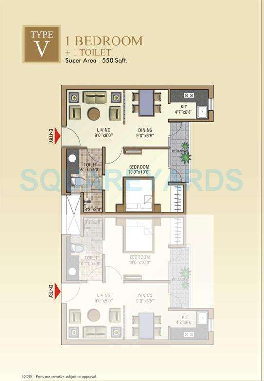 1 BHK 550 Sq. Ft. Apartment in Aditya Celebrity Homes