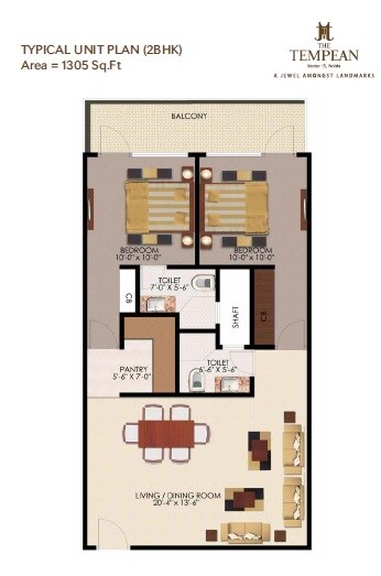 2 BHK 1305 Sq. Ft. Apartment