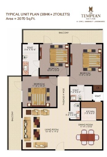 3 BHK 2070 Sq. Ft. Apartment
