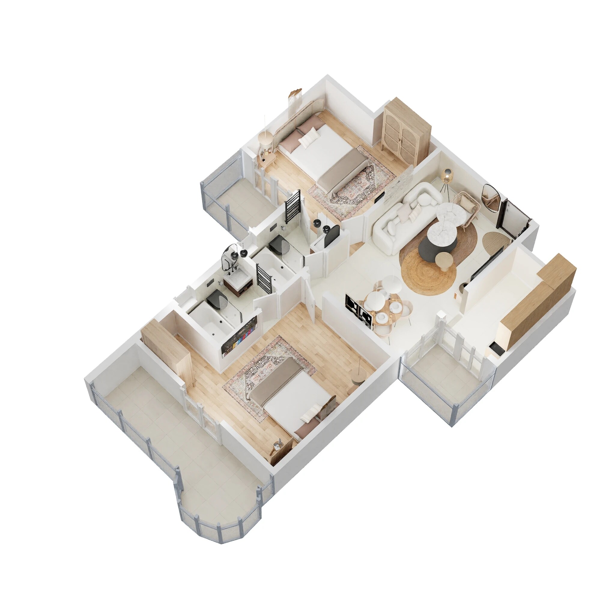 Floor plan of 2 BHK 1095 Sq. Ft. Apartment in Ajnara Ambrosia, Noida