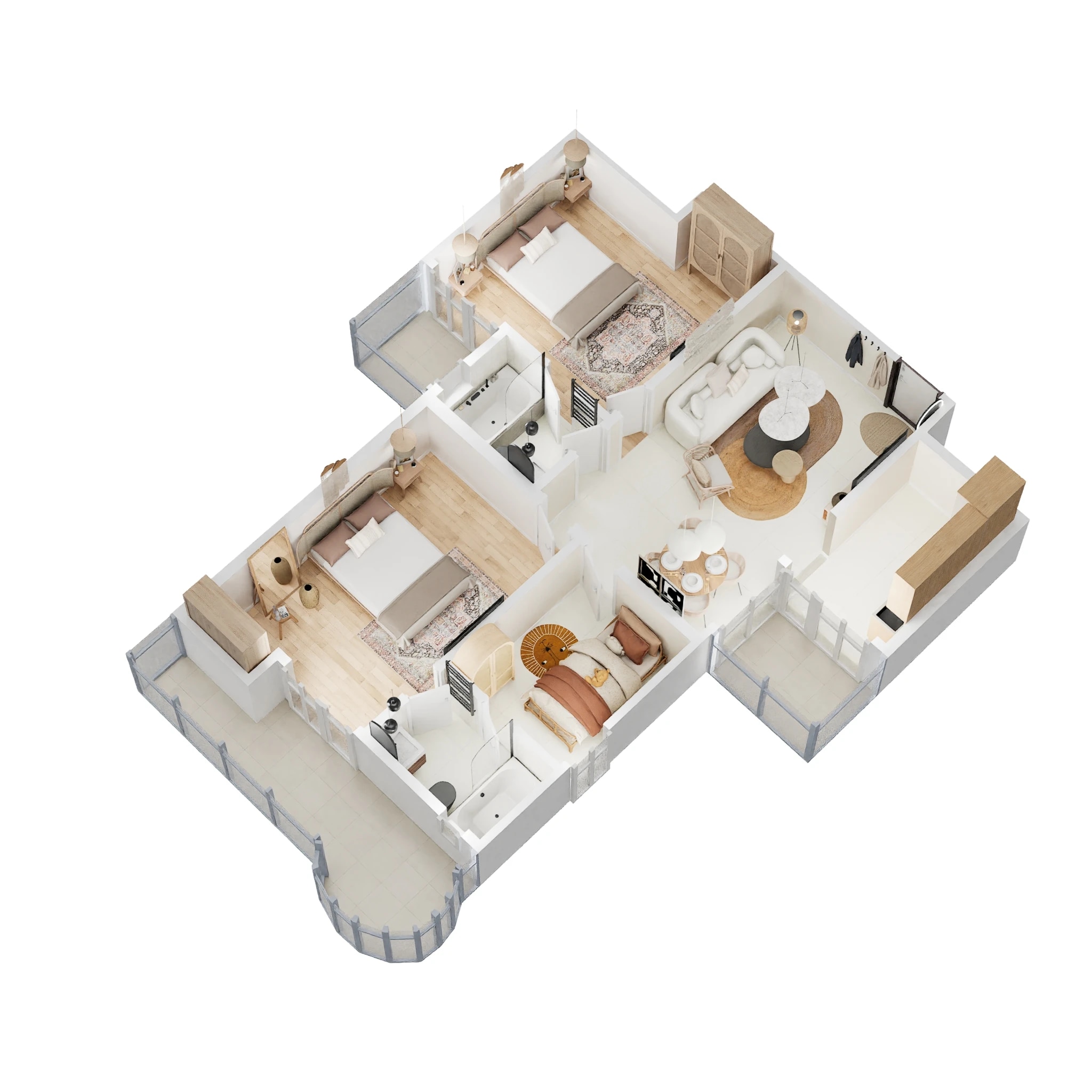Floor plan of 2 BHK 1255 Sq. Ft. Apartment in Ajnara Ambrosia, Noida