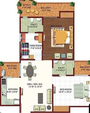  2 BHK Apartment at Ajnara Ambrosia, Sector 118 – for Rent