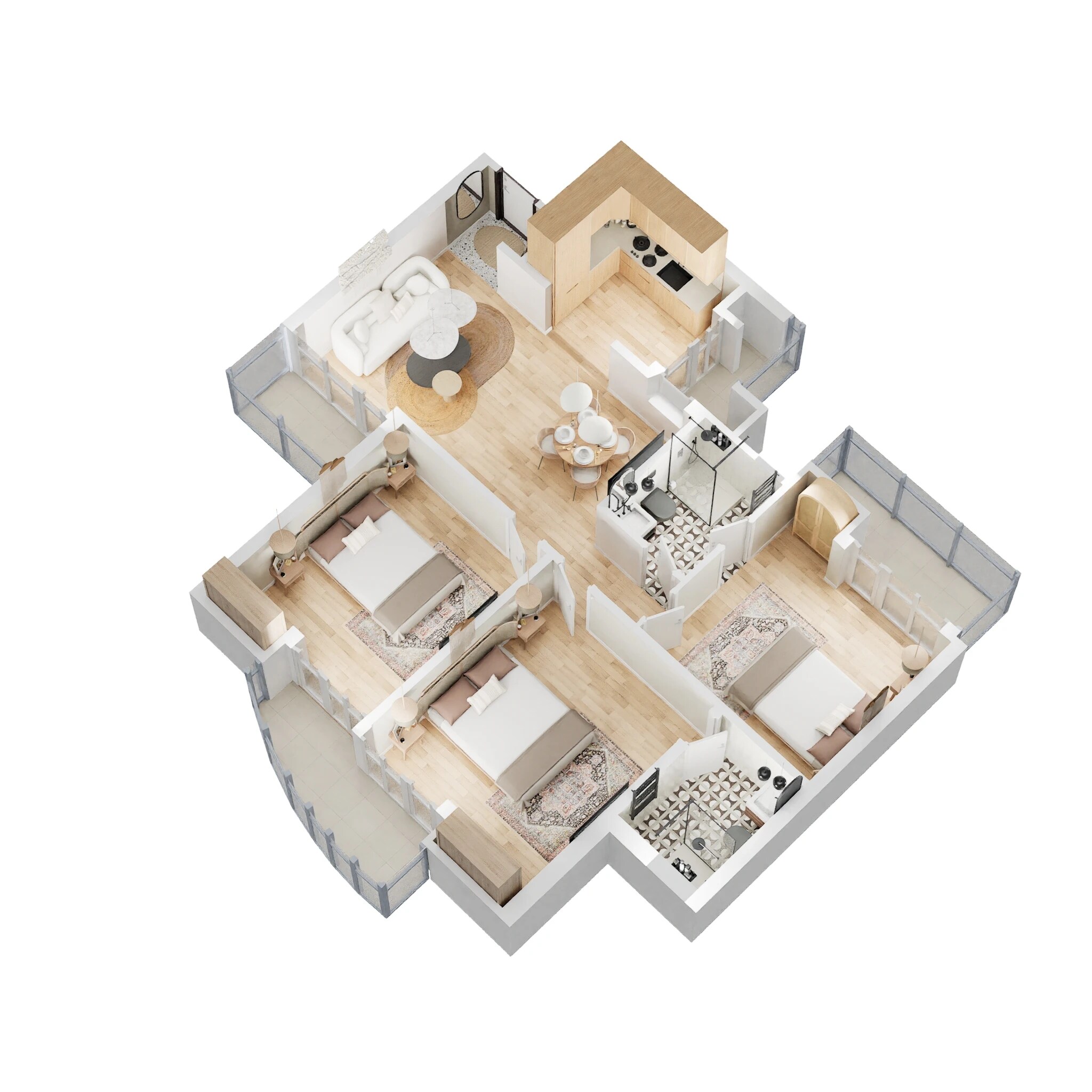 Floor plan of 3 BHK 1345 Sq. Ft. Apartment in Ajnara Ambrosia, Noida