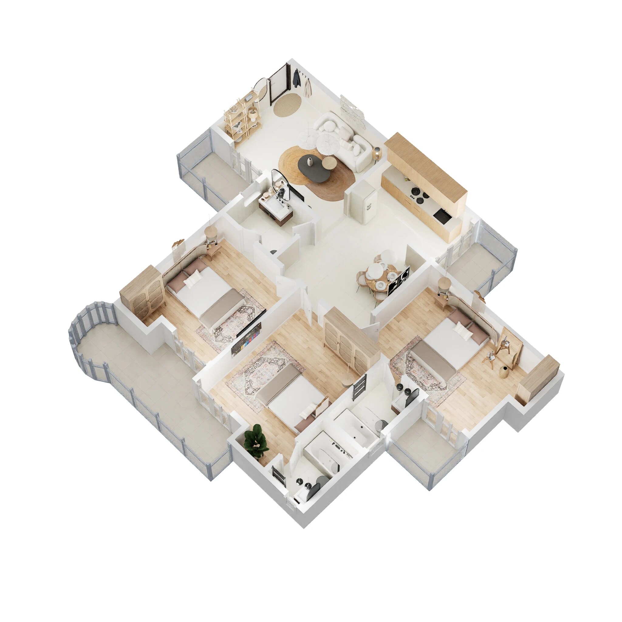 Floor plan of 3 BHK 1650 Sq. Ft. Apartment in Ajnara Ambrosia, Noida