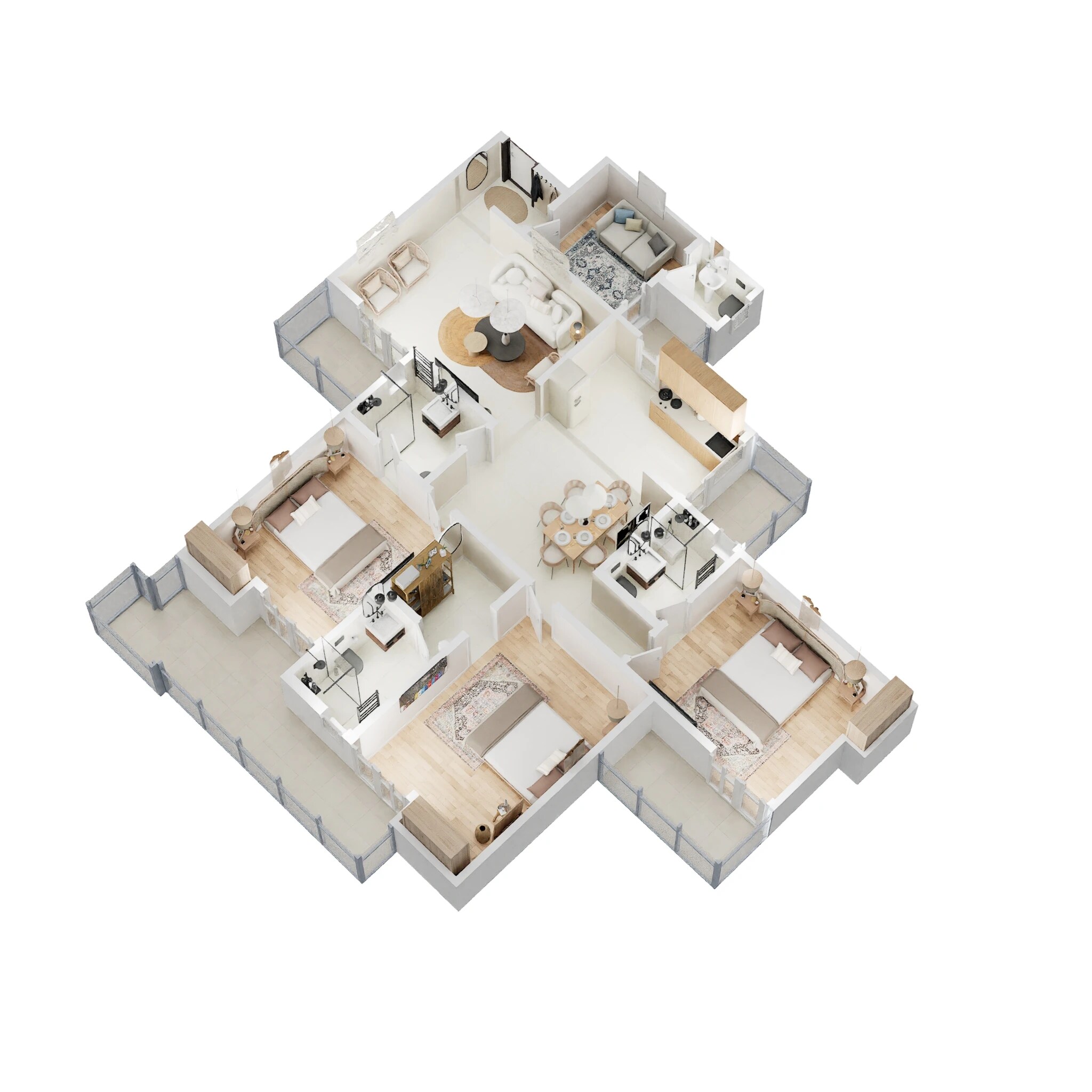 Floor plan of 3 BHK 1995 Sq. Ft. Apartment in Ajnara Ambrosia, Noida