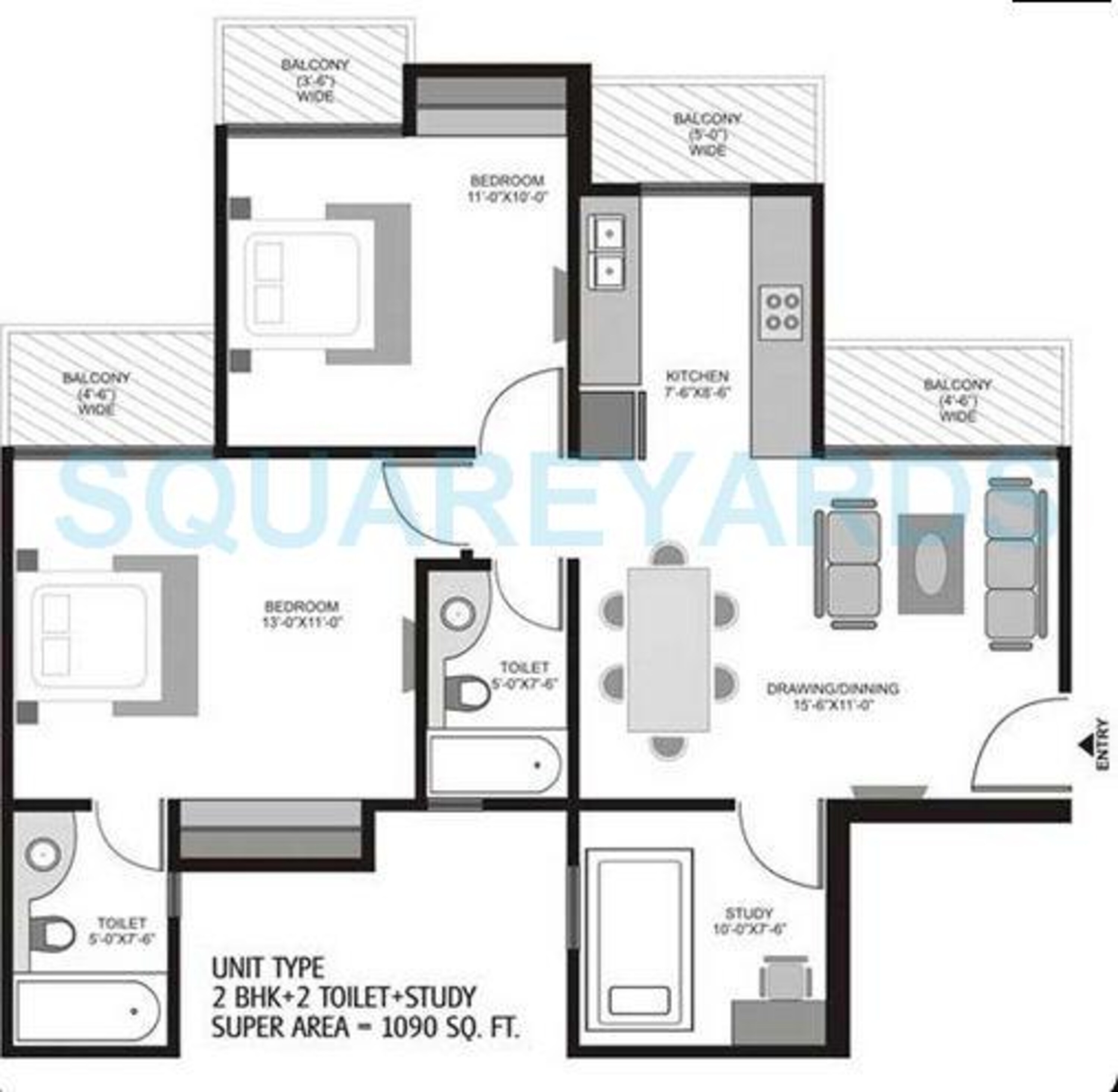 ajnara homes121 apartment 2bhk 1090sqft 1