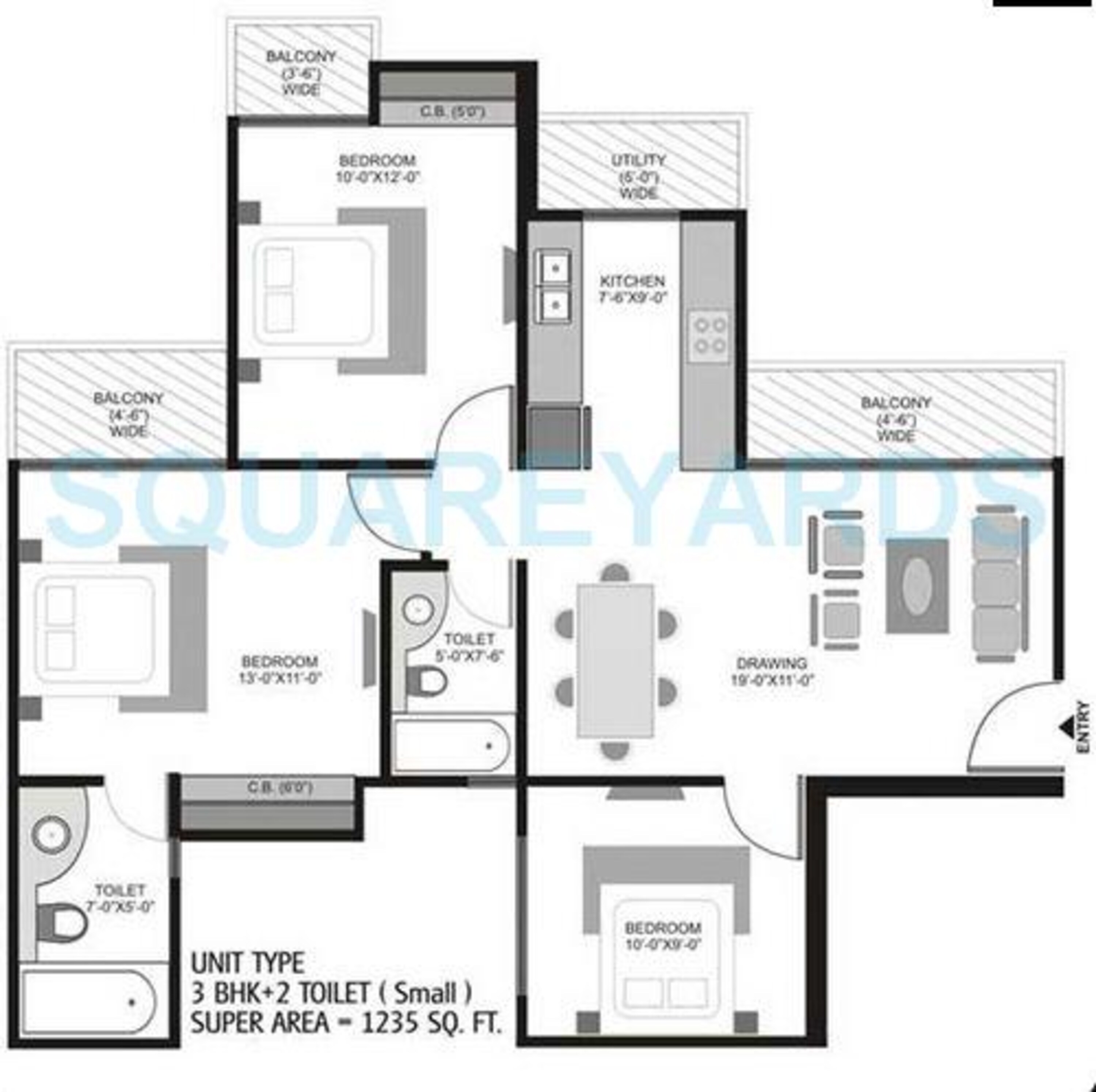 ajnara homes121 apartment 3bhk 1235sqft 1