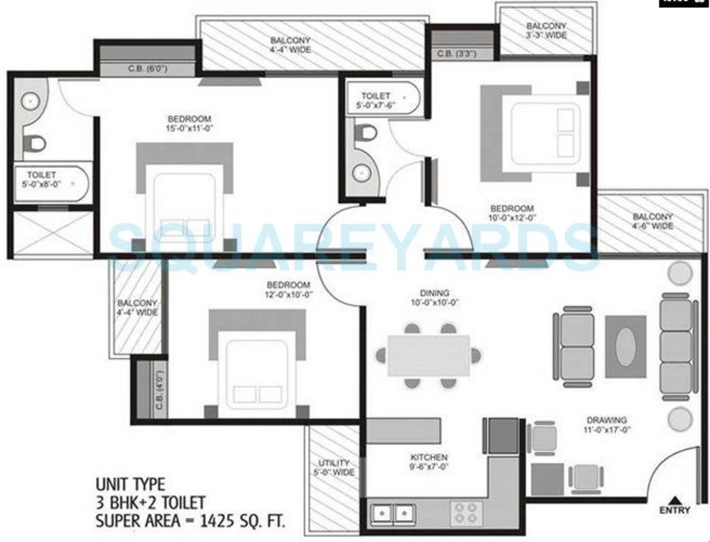 ajnara homes121 apartment 3bhk 1425sqft 1