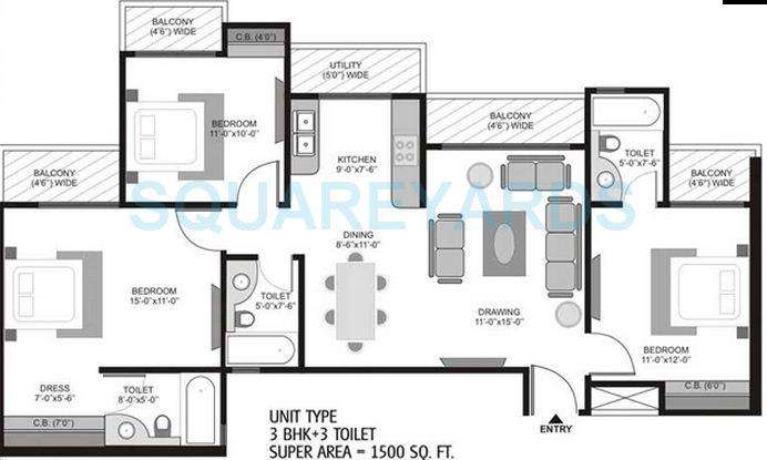 3 BHK 1500 Sq Ft Apartment for Sale in Homes 121 at Rs 
