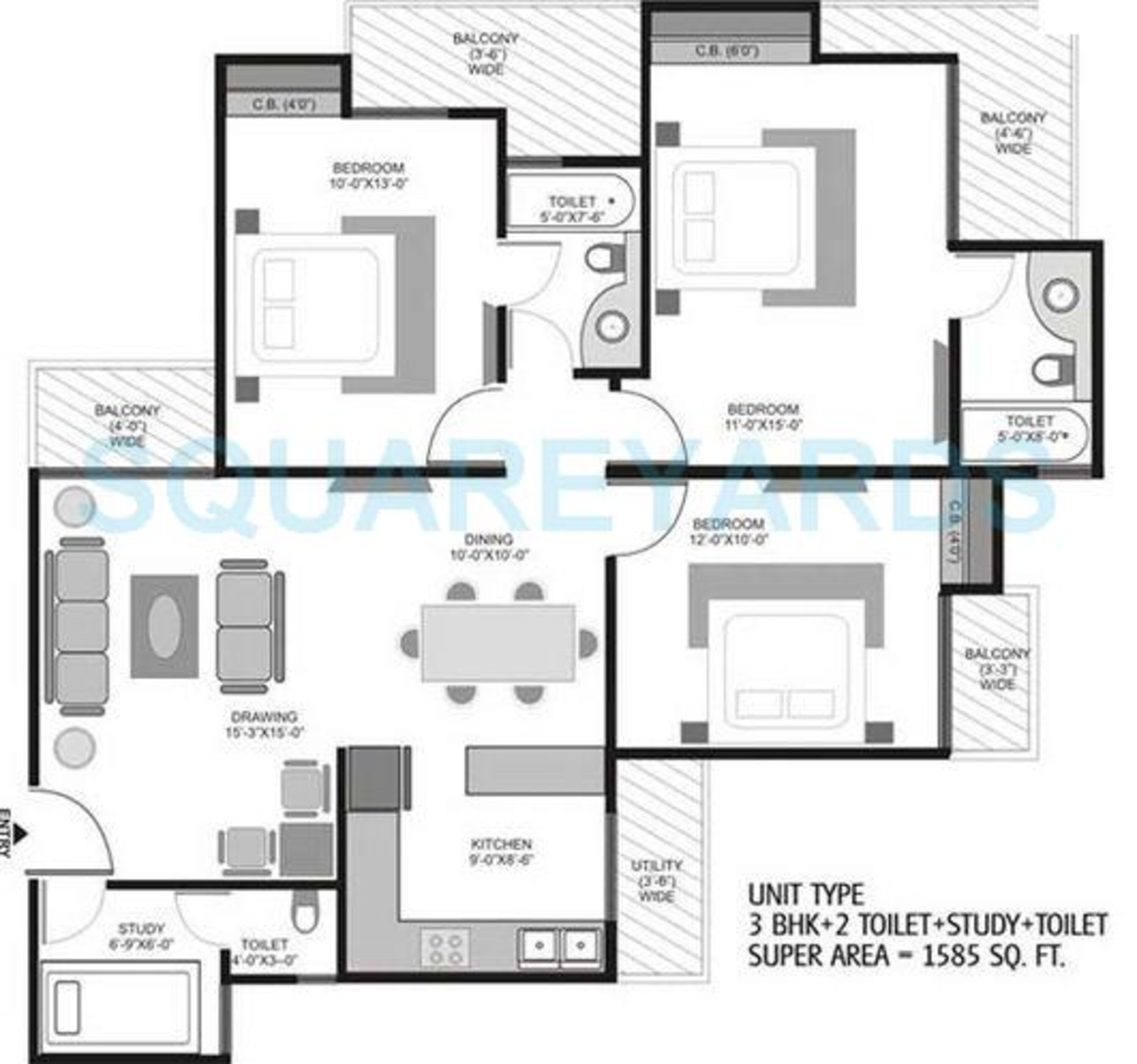 ajnara homes121 apartment 3bhk 1585sqft 1