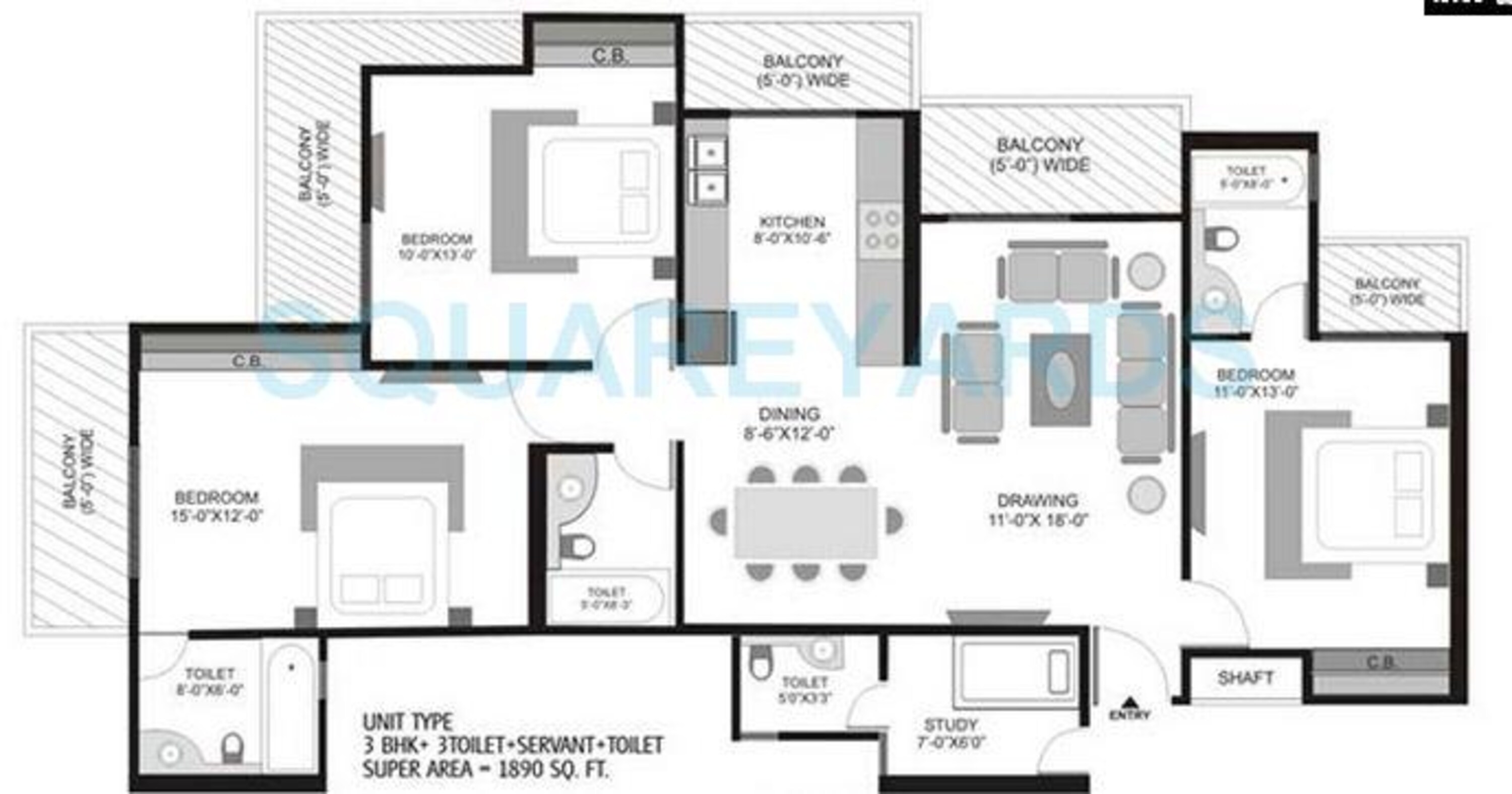 ajnara homes121 apartment 3bhk sq 1890sqft 1