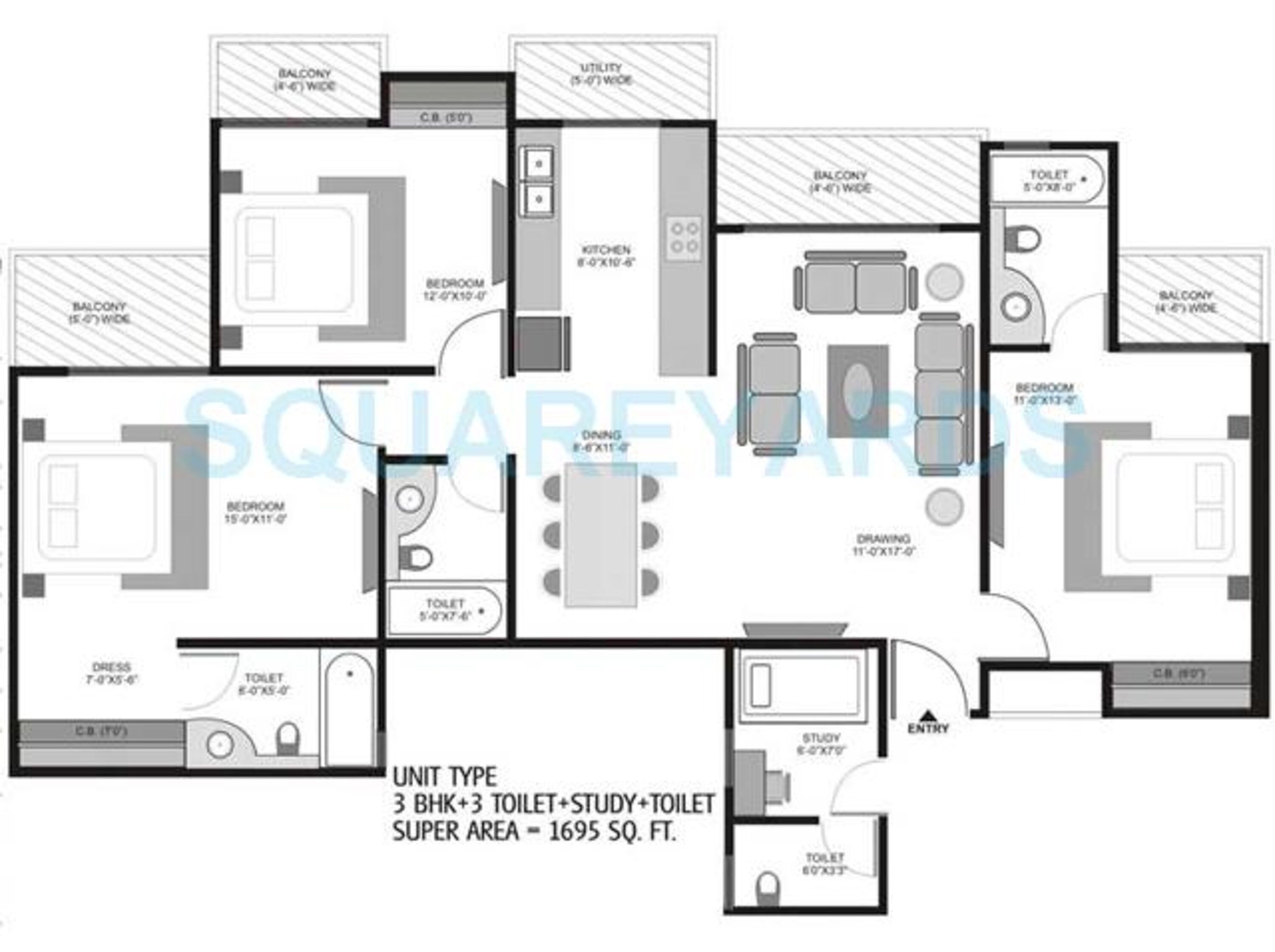 ajnara homes121 apartment 3bhk st 1695sqft 2